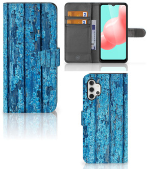 B2Ctelecom Magnet Case Samsung Galaxy A32 5G Telefoonhoesje Wood Blue