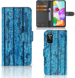 B2Ctelecom Magnet Case Samsung Galaxy A41 Telefoonhoesje Wood Blue