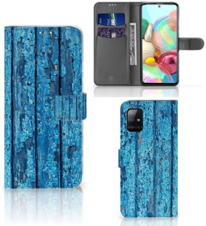 B2Ctelecom Magnet Case Samsung Galaxy A71 Telefoonhoesje Wood Blue