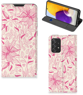 B2Ctelecom Magnet Case Samsung Galaxy A72 (5G/4G) Telefoon Hoesje Roze Bloemen