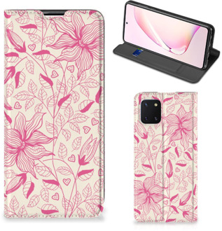 B2Ctelecom Magnet Case Samsung Galaxy Note 10 Lite Telefoon Hoesje Roze Bloemen