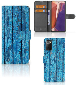 B2Ctelecom Magnet Case Samsung Galaxy Note 20 Telefoonhoesje Wood Blue