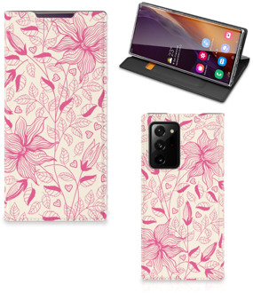 B2Ctelecom Magnet Case Samsung Galaxy Note 20 Ultra Telefoon Hoesje Roze Bloemen