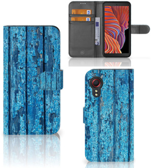 B2Ctelecom Magnet Case Samsung Galaxy Xcover 5 Telefoonhoesje Wood Blue