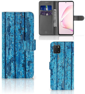 B2Ctelecom Magnet Case Samsung Note 10 Lite Telefoonhoesje Wood Blue