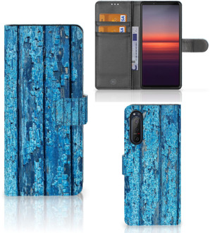 B2Ctelecom Magnet Case Sony Xperia 5II Telefoonhoesje Wood Blue