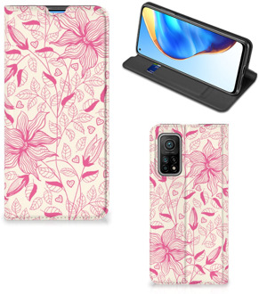 B2Ctelecom Magnet Case Xiaomi Mi 10T | 10T Pro Telefoon Hoesje Roze Bloemen