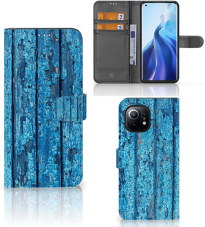 B2Ctelecom Magnet Case Xiaomi Mi 11 Telefoonhoesje Wood Blue