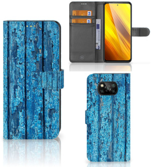 B2Ctelecom Magnet Case Xiaomi Poco X3 Telefoonhoesje Wood Blue