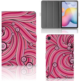 B2Ctelecom Mapje Samsung Galaxy Tab S6 Lite Cover met Standaard Swirl Pink