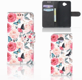 B2Ctelecom Microsoft Lumia 650 Uniek Wallet Book Case Hoesje Butterfly Roses