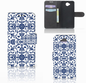 B2Ctelecom Microsoft Lumia 650 Uniek Wallet Book Case Hoesje Flower Blue