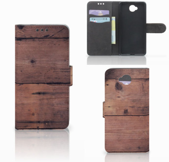 B2Ctelecom Microsoft Lumia 650 Uniek Wallet Book Case Hoesje Old Wood