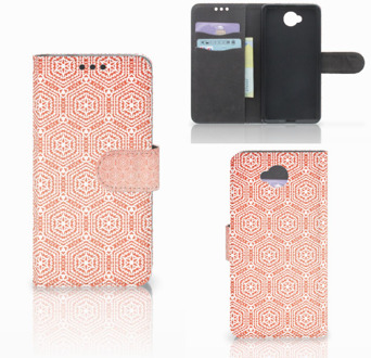 B2Ctelecom Microsoft Lumia 650 Uniek Wallet Book Case Hoesje Pattern Orange