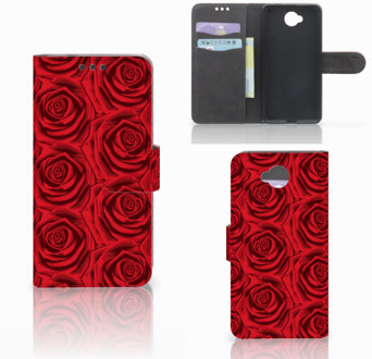 B2Ctelecom Microsoft Lumia 650 Uniek Wallet Book Case Hoesje Red Roses