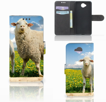 B2Ctelecom Microsoft Lumia 650 Uniek Wallet Book Case Hoesje Schaap en Lammetje