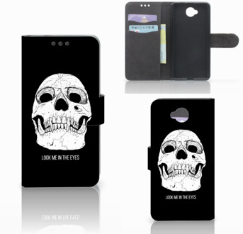 B2Ctelecom Microsoft Lumia 650 Uniek Wallet Book Case Hoesje Skull Eyes