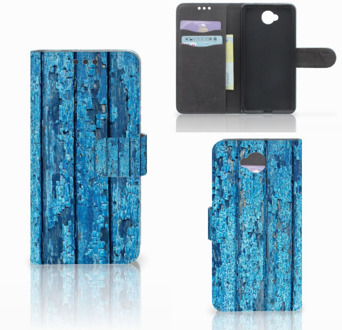 B2Ctelecom Microsoft Lumia 650 Uniek Wallet Book Case Hoesje Wood Blue