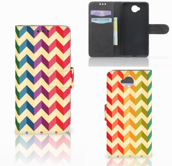 B2Ctelecom Microsoft Lumia 650 Uniek Wallet Book Case Hoesje Zigzag Color