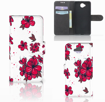 B2Ctelecom Microsoft Lumia 650 Wallet Book Case Hoesje Design Blossom Red