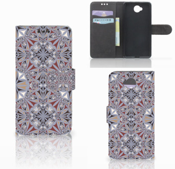 B2Ctelecom Microsoft Lumia 650 Wallet Book Case Hoesje Design Flower Tiles