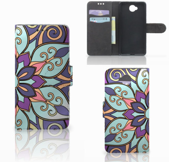 B2Ctelecom Microsoft Lumia 650 Wallet Book Case Hoesje Design Purple Flower