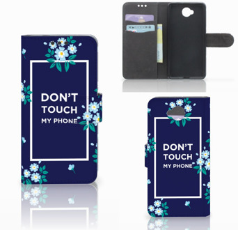 B2Ctelecom Microsoft Lumia 650 Wallet Book Case Hoesje Flowers Blue DTMP