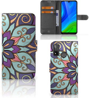 B2Ctelecom Mobiel Bookcase Huawei P Smart 2020 Smartphone Hoesje Purple Flower