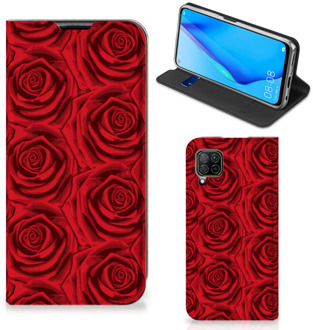 B2Ctelecom Mobiel Bookcase Huawei P40 Lite Smart Cover Red Roses