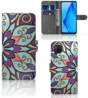 B2Ctelecom Mobiel Bookcase Huawei P40 Lite Smartphone Hoesje Purple Flower