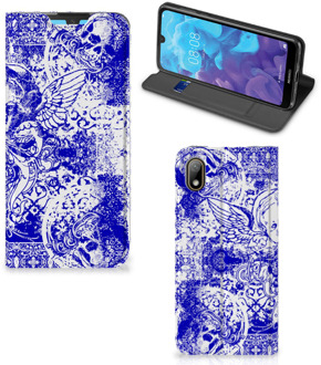 B2Ctelecom Mobiel BookCase Huawei Y5 (2019) Angel Skull Blue