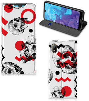 B2Ctelecom Mobiel BookCase Huawei Y5 (2019) Skull Rood