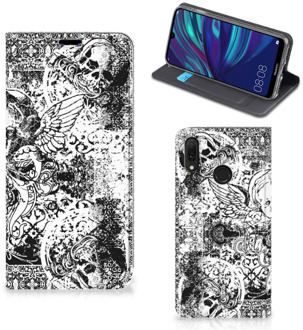 B2Ctelecom Mobiel BookCase Huawei Y7 hoesje Y7 Pro (2019) Skulls Angel