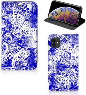 B2Ctelecom Mobiel BookCase iPhone 11 Angel Skull Blue