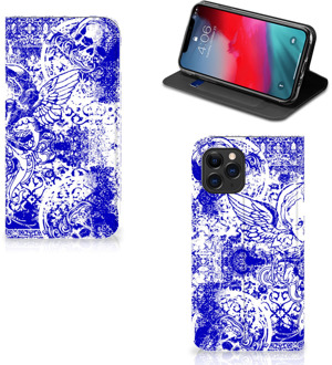 B2Ctelecom Mobiel BookCase iPhone 11 Pro Angel Skull Blue