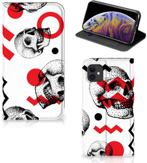 B2Ctelecom Mobiel BookCase iPhone 11 Skull Rood