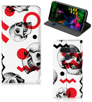 B2Ctelecom Mobiel BookCase LG G8s Thinq Skull Rood