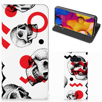 B2Ctelecom Mobiel BookCase LG V40 Thinq Skull Rood