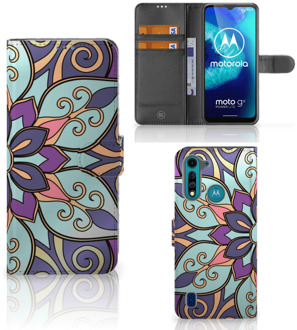 B2Ctelecom Mobiel Bookcase Motorola G8 Power Lite Smartphone Hoesje Purple Flower