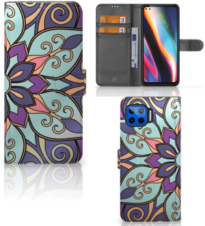 B2Ctelecom Mobiel Bookcase Motorola Moto G 5G Plus Smartphone Hoesje Purple Flower