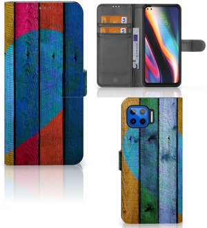 B2Ctelecom Mobiel Bookcase Motorola Moto G 5G Plus Smartphone Hoesje Wood Heart