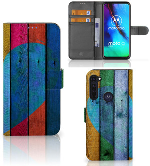 B2Ctelecom Mobiel Bookcase Motorola Moto G Pro Smartphone Hoesje Wood Heart