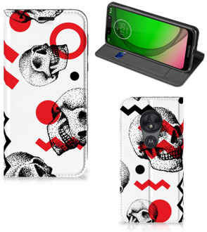 B2Ctelecom Mobiel BookCase Motorola Moto G7 Play Skull Rood