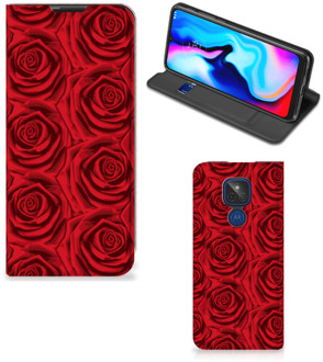 B2Ctelecom Mobiel Bookcase Motorola Moto G9 Play Smart Cover Red Roses