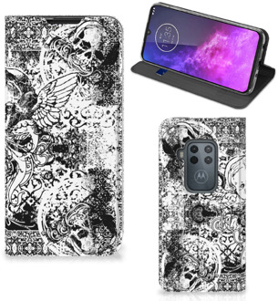 B2Ctelecom Mobiel BookCase Motorola One Zoom Skulls Angel