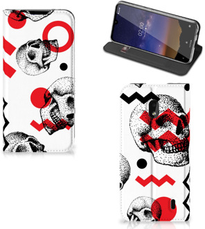 B2Ctelecom Mobiel BookCase Nokia 2.2 Skull Rood