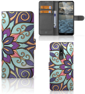 B2Ctelecom Mobiel Bookcase Nokia 2.4 Smartphone Hoesje Purple Flower