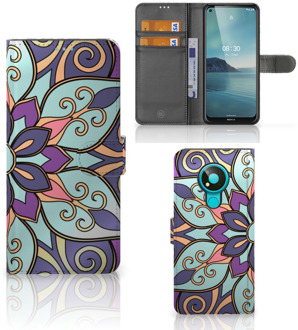 B2Ctelecom Mobiel Bookcase Nokia 3.4 Smartphone Hoesje Purple Flower