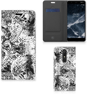 B2Ctelecom Mobiel BookCase Nokia 5.1 (2018) Skulls Angel