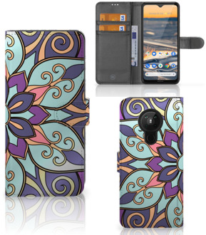 B2Ctelecom Mobiel Bookcase Nokia 5.3 Smartphone Hoesje Purple Flower